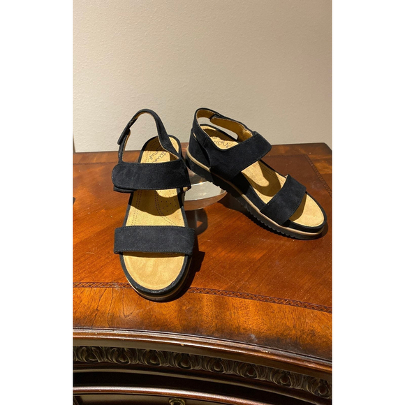 Natural Soul Shoes - Natural Soul Kaila Wedge Sandal Black Size 7.5
